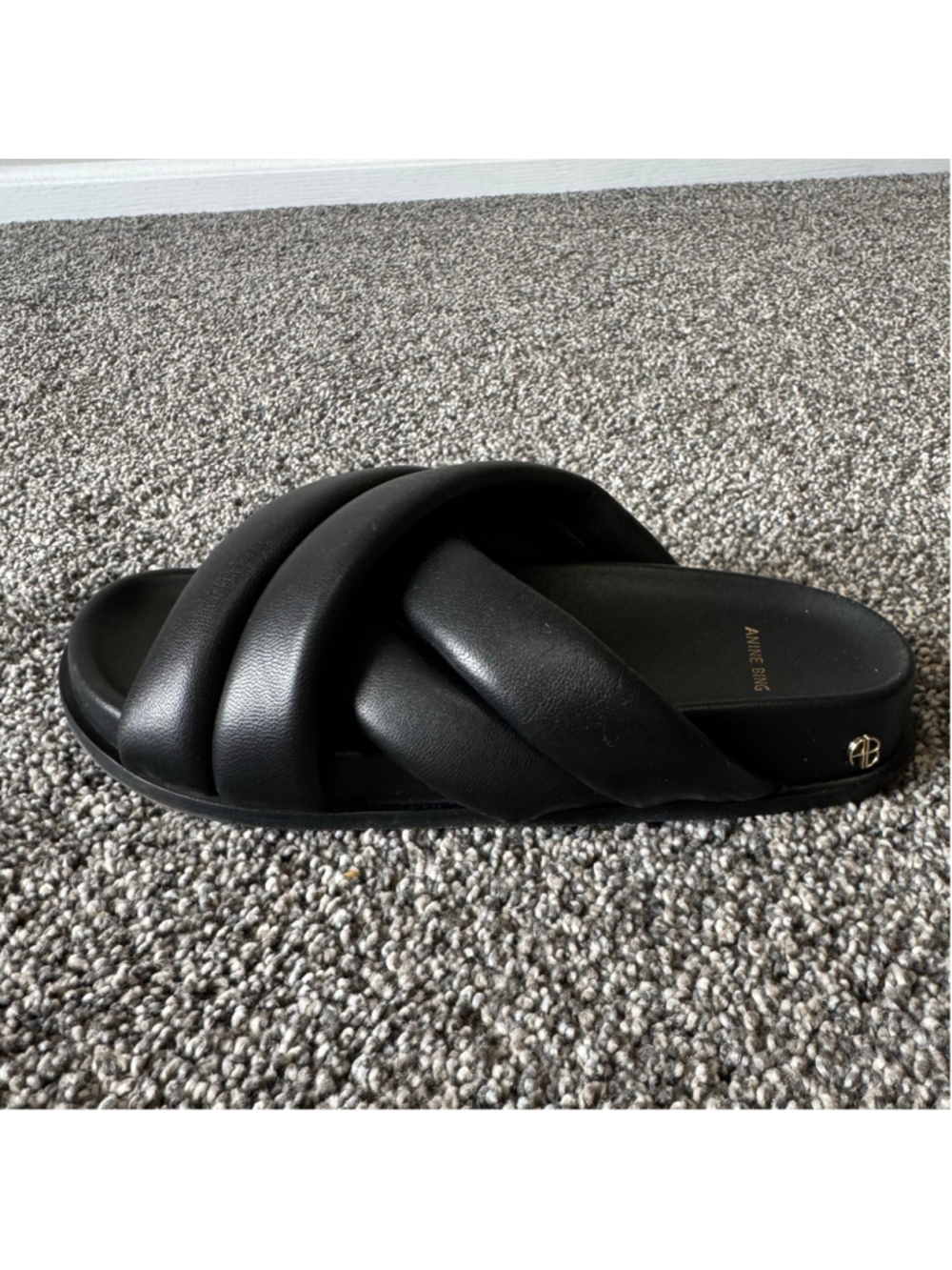 Anine Bing Women's Lizzie Slider Sandals in Black Size 36/6 - Picture 9 of 15